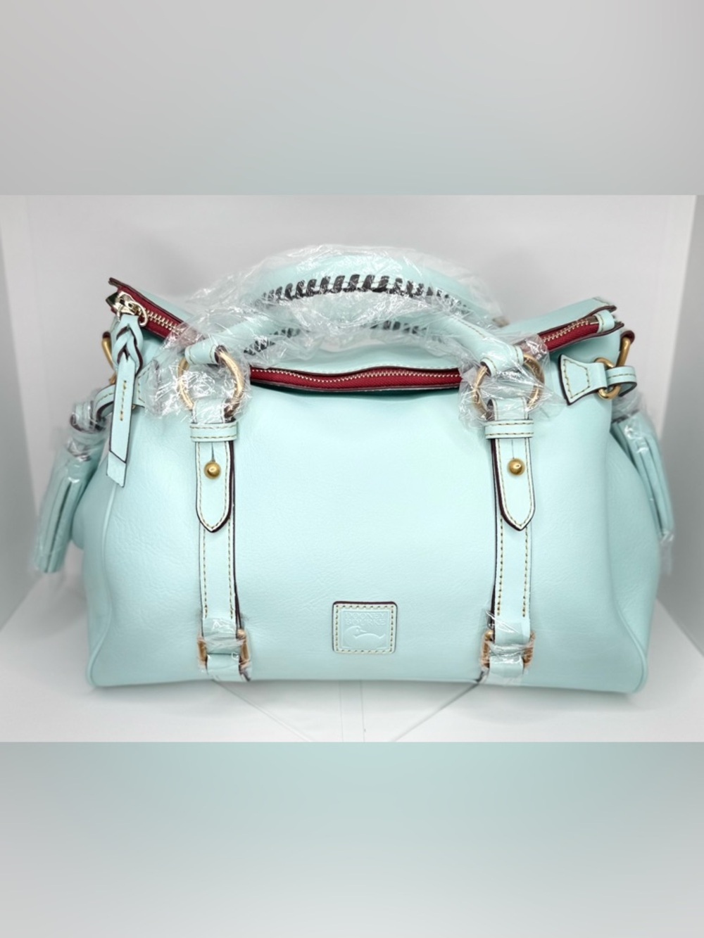 Dooney & Bourke Large Pale Blue Florentine Leather Satchel (Rare Color)